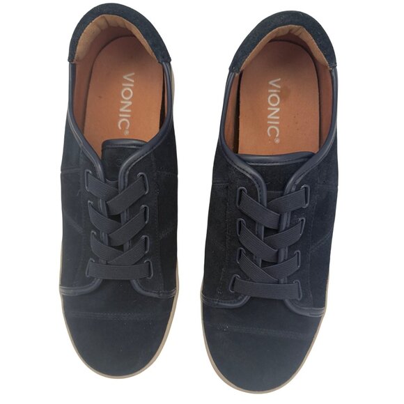 Vionic Womens 8 Navy Suede Lace-Up Sneakers Cushioned Comfort Preppy Americana - Picture 1 of 9